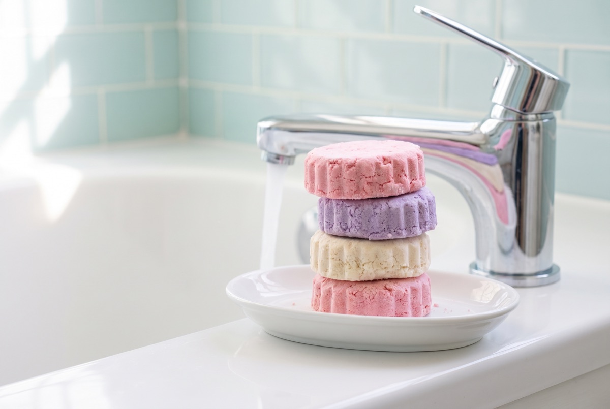 A stack of striped pink and purple solid bubble bars